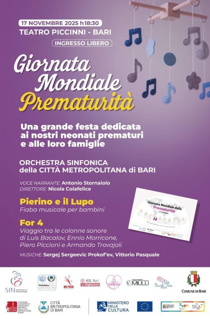 Giornata mondiale della Prematurità: lunedì 17 evento in musica dedicato alle famiglie