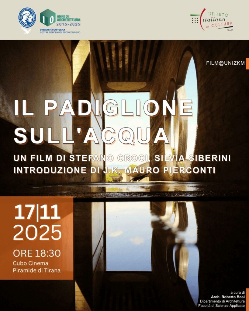 17.11.2025 ore 18:30 Cubo Kinema – Piramide di Tirana / Docufilm: Il Padiglione sull’acqua dei registi Silvia Siberini e Stefano Croci