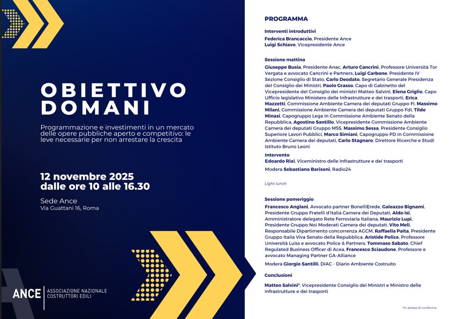 invito convegno Ance “Obiettivo domani” – mercoledì 12 novembre 2025 ore 10