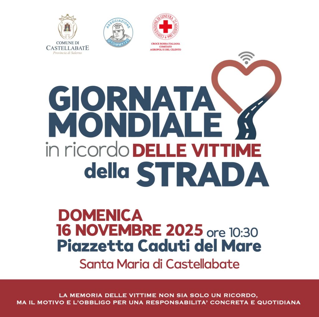 CASTELLABATE, GIORNATA MONDIALE IN RICORDO DELLE VITTIME DELLA STRADA: DOMENICA 16 NOVEMBRE CAMPAGNA DI SENSIBILIZZAZIONE SULLA SICUREZZA STRADALE