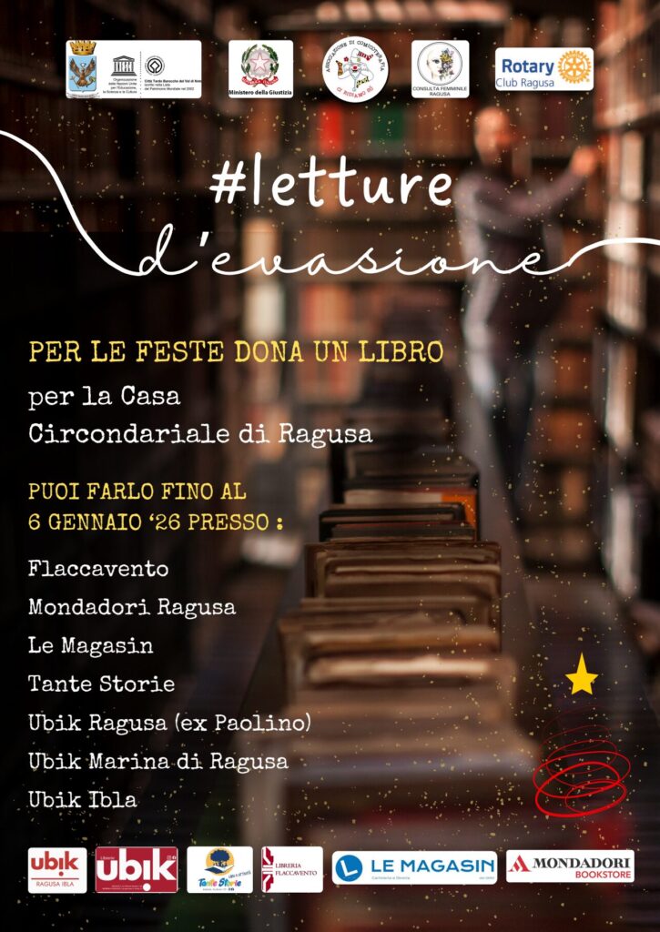 Cs. n.570 Letture d’evasione – per le feste dona un libro alla Casa Circondariale di Ragusa + locandina