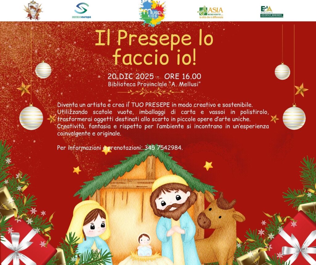 “Il Presepe lo faccio io!”: Un Laboratorio Creativo e Sostenibile per Bambini alla Biblioteca Provinciale di Benevento