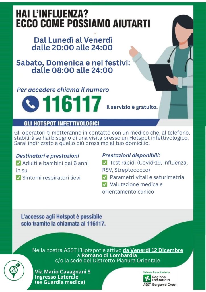 Comunicato stampa – ASST Bergamo Ovest: attivo anche quest’inverno l’Hot Spot per le sindromi influenzali