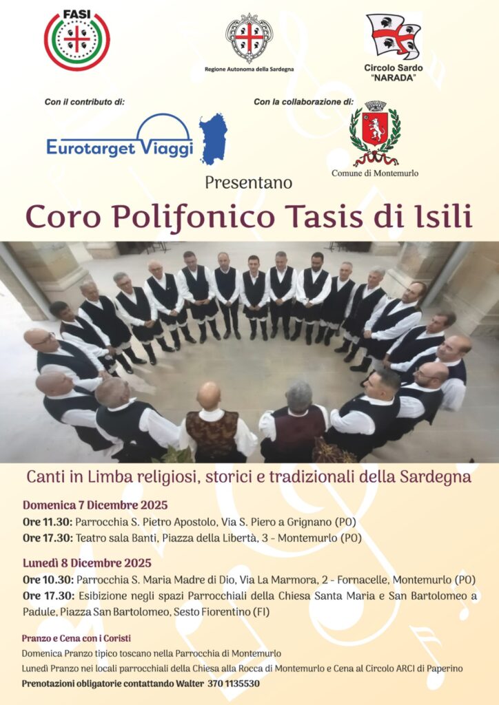 Anche a Montemurlo il coro polifonico Tasis di Isili