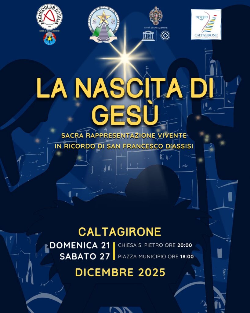 Com. “Lumina 2025, il Natale a Caltagirone”: domenica 21 (Chiesa San Pietro, ore 20) e sabato 27 dicembre (piazza Municipio, ore 18) la sacra rappresentazione “La Nascita di Gesù”