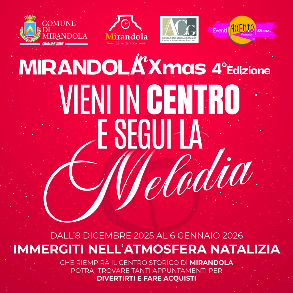 Mirandola si prepara al Natale: torna “Mirandola XMAS” con luci, musica, eventi e grandi novità