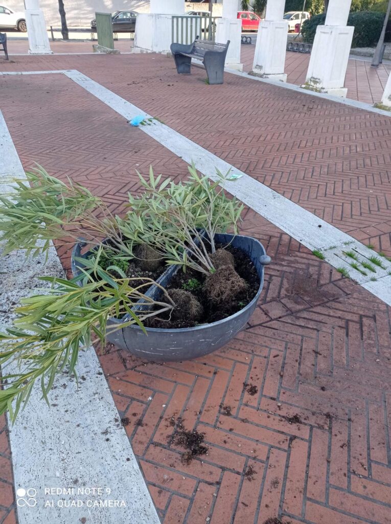 Atti vandalici in piazza Marino Di Resta, gli operatori di Ambiente ripuliscono l’area