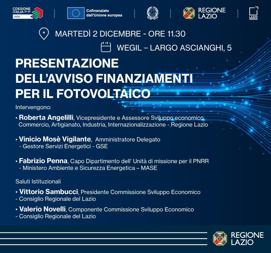 Invito Stampa – Energia Solare per le Imprese – martedì 2 dicembre 2025