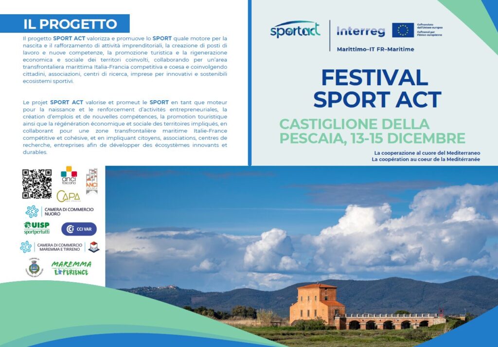 INVITO STAMPA – Lunedì 15 dicembre Forum Sport Act a Castiglione della Pescaia