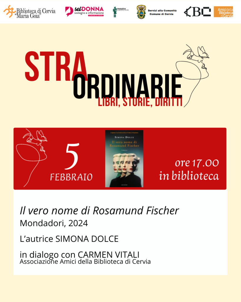 Comunicato stampa: NUOVA DATA presentazione del libro “Il vero nome di Rosamund Fischer” in biblioteca 5 febbraio ore 17.00