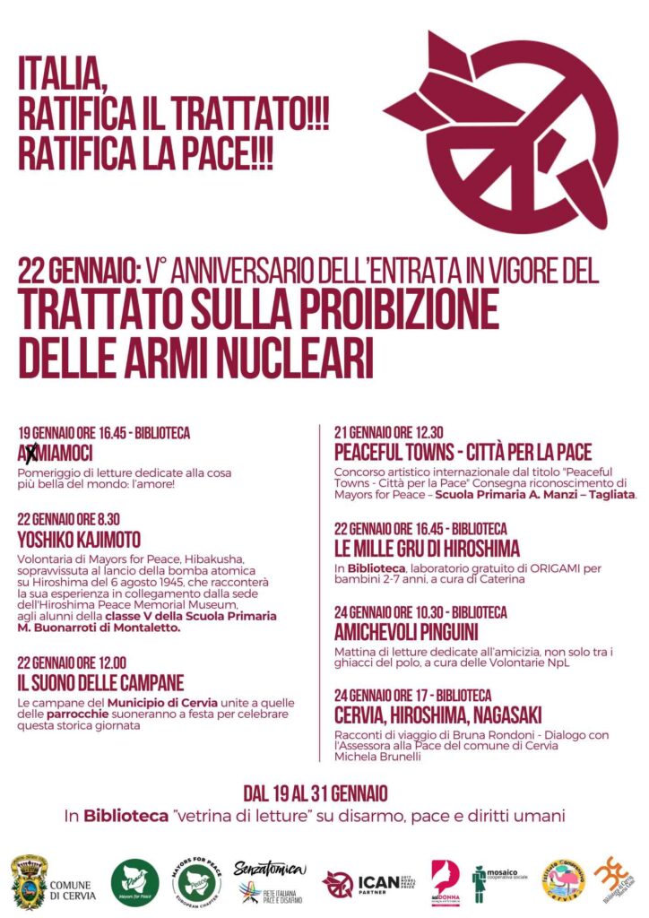 Comunicato stampa: Quinto Anniversario dell’entrata in vigore del Trattato sulla Proibizione delle Armi Nucleari.