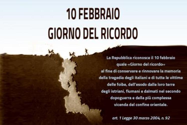 Com. Martedì 10 febbraio, alle 12, al Monumento ai Caduti, la celebrazione del “Giorno del Ricordo”, in memoria delle vittime delle Foibe