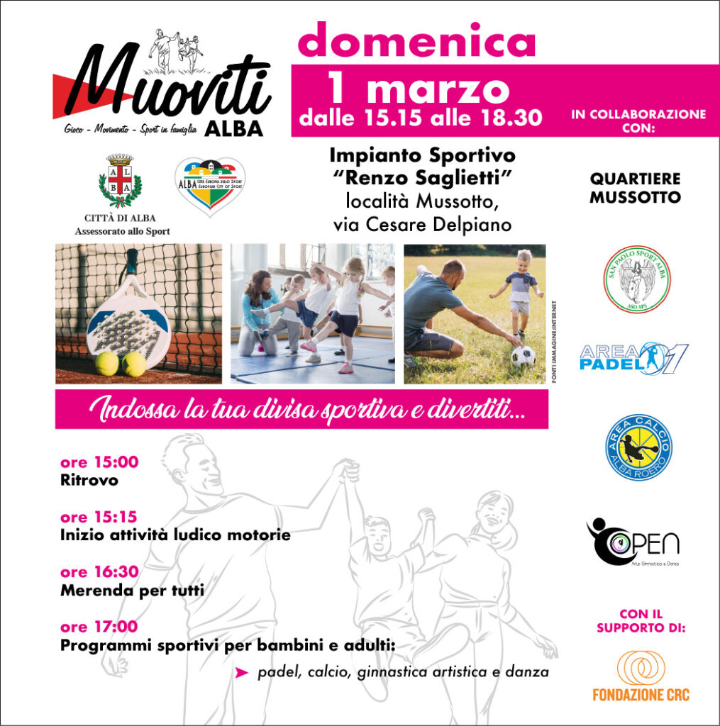 Comunicato – Domenica 1 marzo indossa la tua divisa e divertiti a “Muoviti Alba”