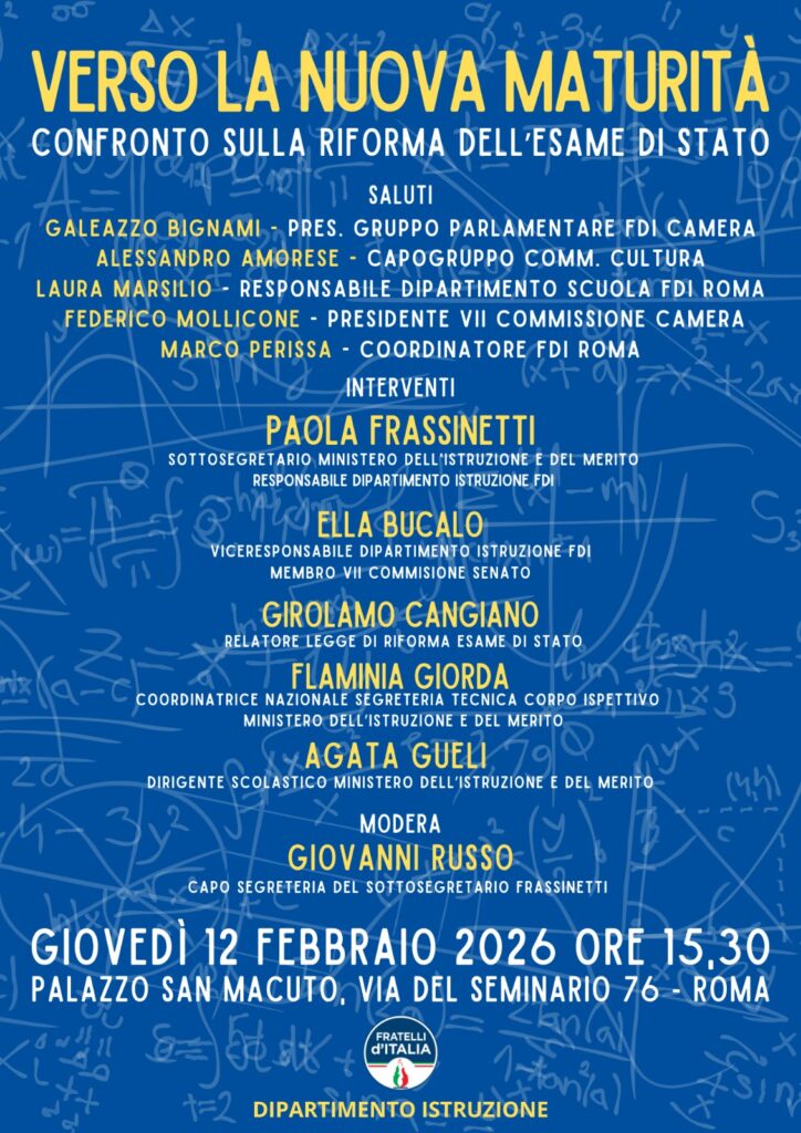 INVITO STAMPA “Verso la nuova maturità – Confronto sulla riforma dell’Esame di Stato”, 12 febbraio ore 15.30 – Palazzo San Macuto