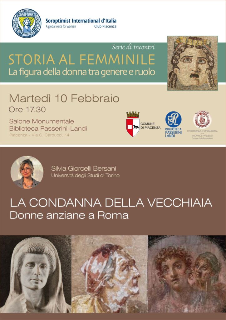 Per il ciclo “Storia al femminile”, alla Passerini Landi si parla della condizione delle donne anziane nell’antica Roma