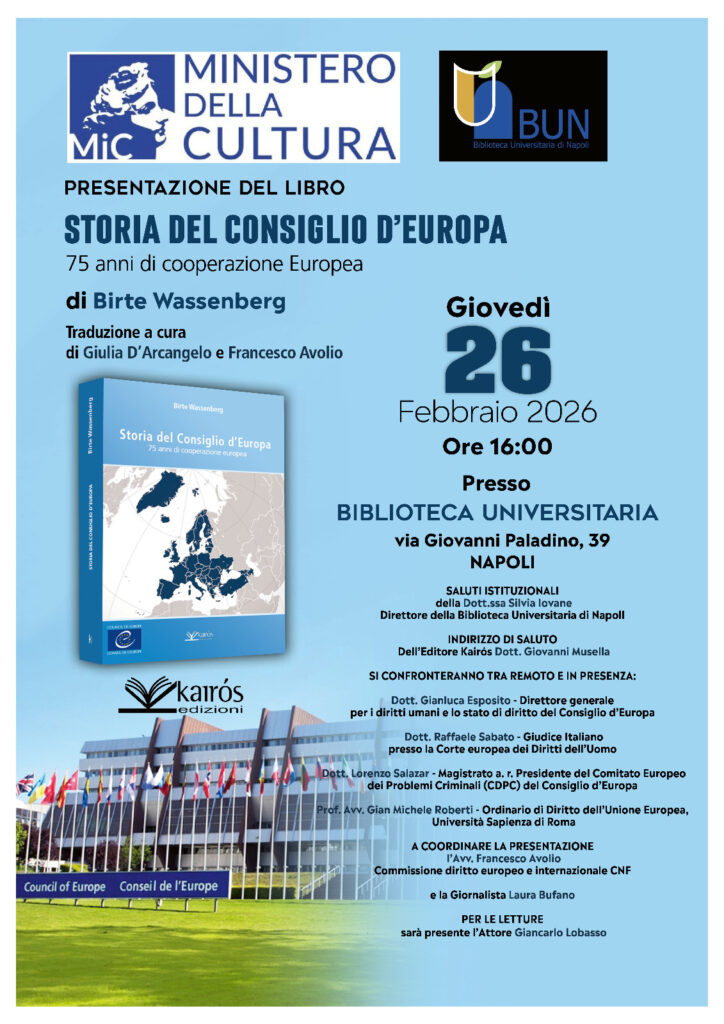 Invito – presentazione del libro di Birte Wassenberg, “Storia del Consiglio d’Europa” – 75 anni di cooperazione europea,