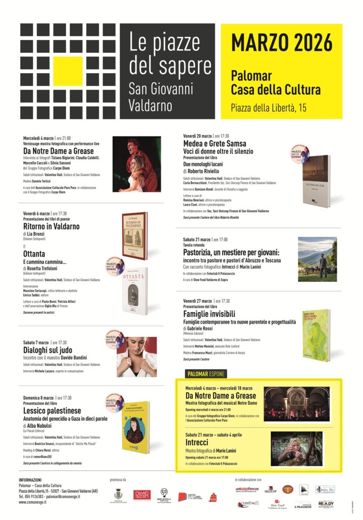 Dal 4 al 27 marzo un calendario di incontri, presentazioni e mostre a Palomar, con quattro appuntamenti dedicati al “Marzo per le donne”