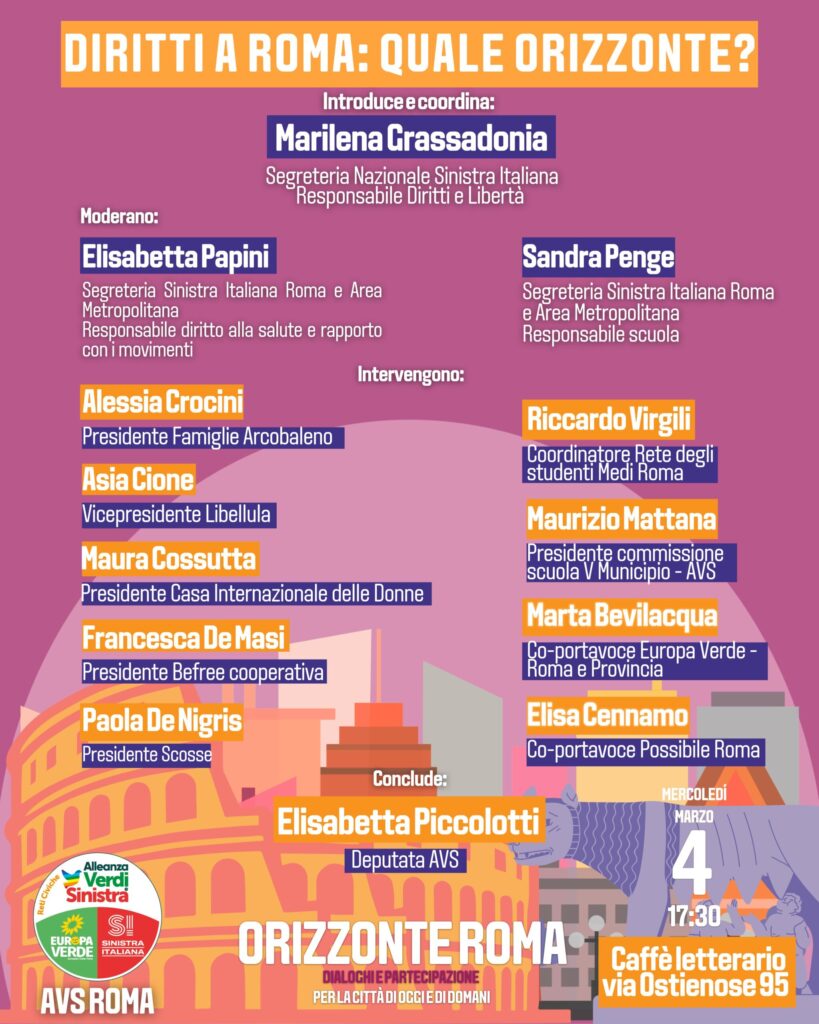CS GRASSADONIA (SI-AVS) – AVS, ORIZZONTE ROMA: I DIRITTI AL CENTRO PER UNA CITTÀ PIÙ GIUSTA PER TUTTE E TUTTI