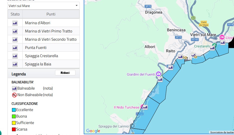 CS – Arpac: le acque di balneazione di Vietri sul Mare sono “Eccellenti”