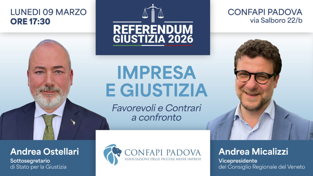 Promemoria stampa – Referendum: le ragioni del sì e del no, Ostellari e Micalizzi a confronto in Confapi oggi pomeriggio (lunedì 9 marzo)
