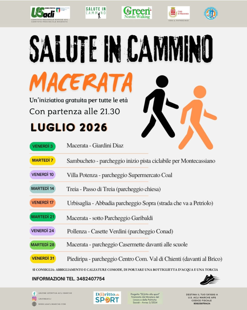 Salute in cammino”: 9 appuntamenti a luglio