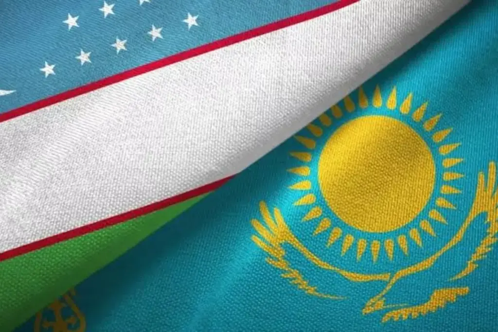 Le bandiere di Uzbekistan e Kazakistan: i due paesi rafforzano la cooperazione economica verso i mercati di Siria e Iraq. (Credit: gov.kz)