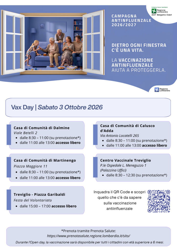 Comunicato stampa – Sabato 3 Ottobre – Open Day Vaccinazione Antinfluenzale