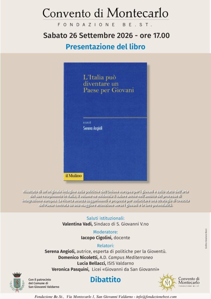 Politiche giovanili ed Europa: al Convento di Montecarlo la presentazione del libro di Serena Angioli