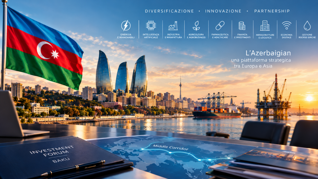 Azerbaigian, Baku e il porto sul Mar Caspio con investimenti, industria e Middle Corridor