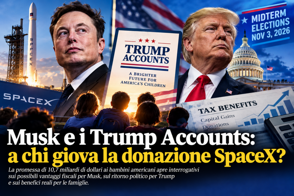Musk e i Trump Accounts: a chi giova la donazione SpaceX? Musk, possibili benefici fiscali