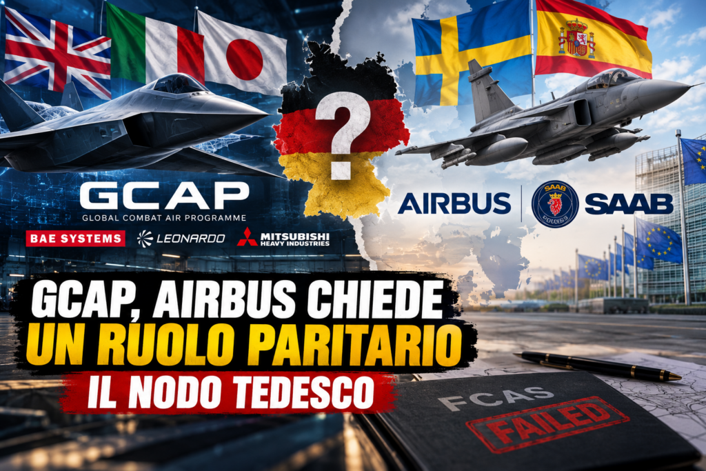 Confronto tra il programma GCAP di Italia, Regno Unito e Giappone e l'ipotesi Airbus-Saab con Svezia e Spagna, mentre la Germania valuta le alternative.