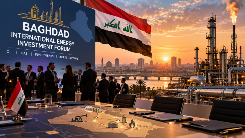 Baghdad International Energy Investment Forum 2027: investimenti nel petrolio e nel gas in Iraq, infrastrutture energetiche e cooperazione internazionale.