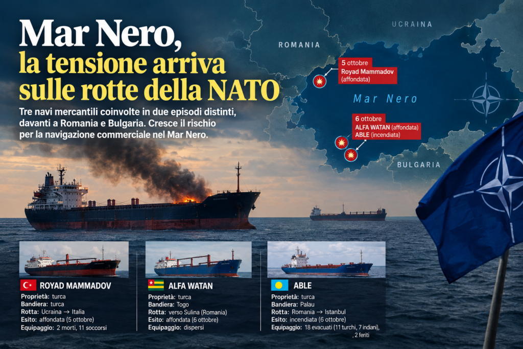 Mar Nero, navi mercantili e rotte della NATO dopo gli attacchi con droni
