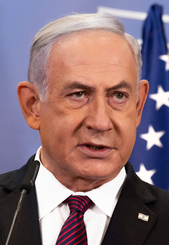 Benjamin Netanyahu durante una conferenza stampa ufficiale, fotografia di repertorio del 2021