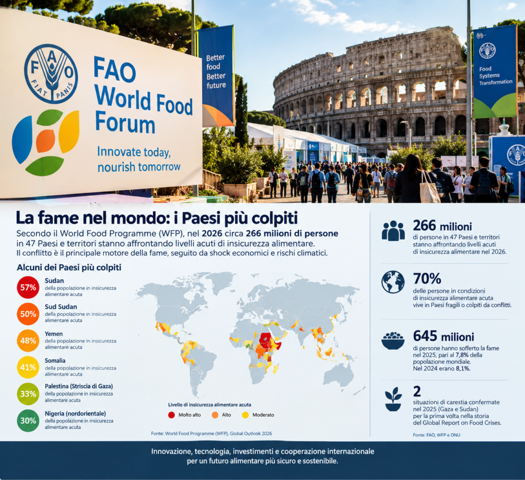 World Food Forum 2026 a Roma e mappa globale dell'insicurezza alimentare