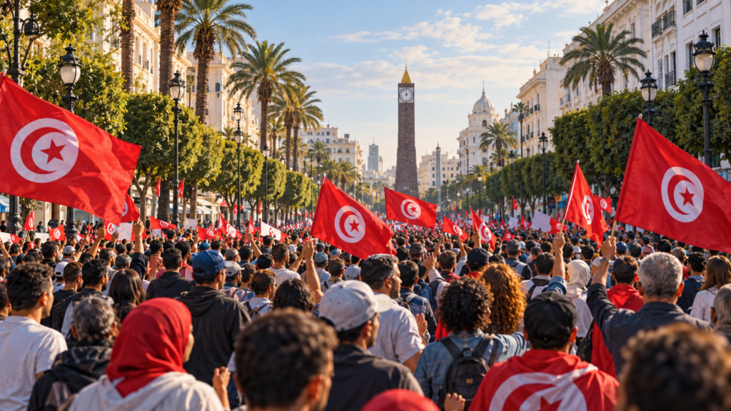 manifestazione a Tunisi